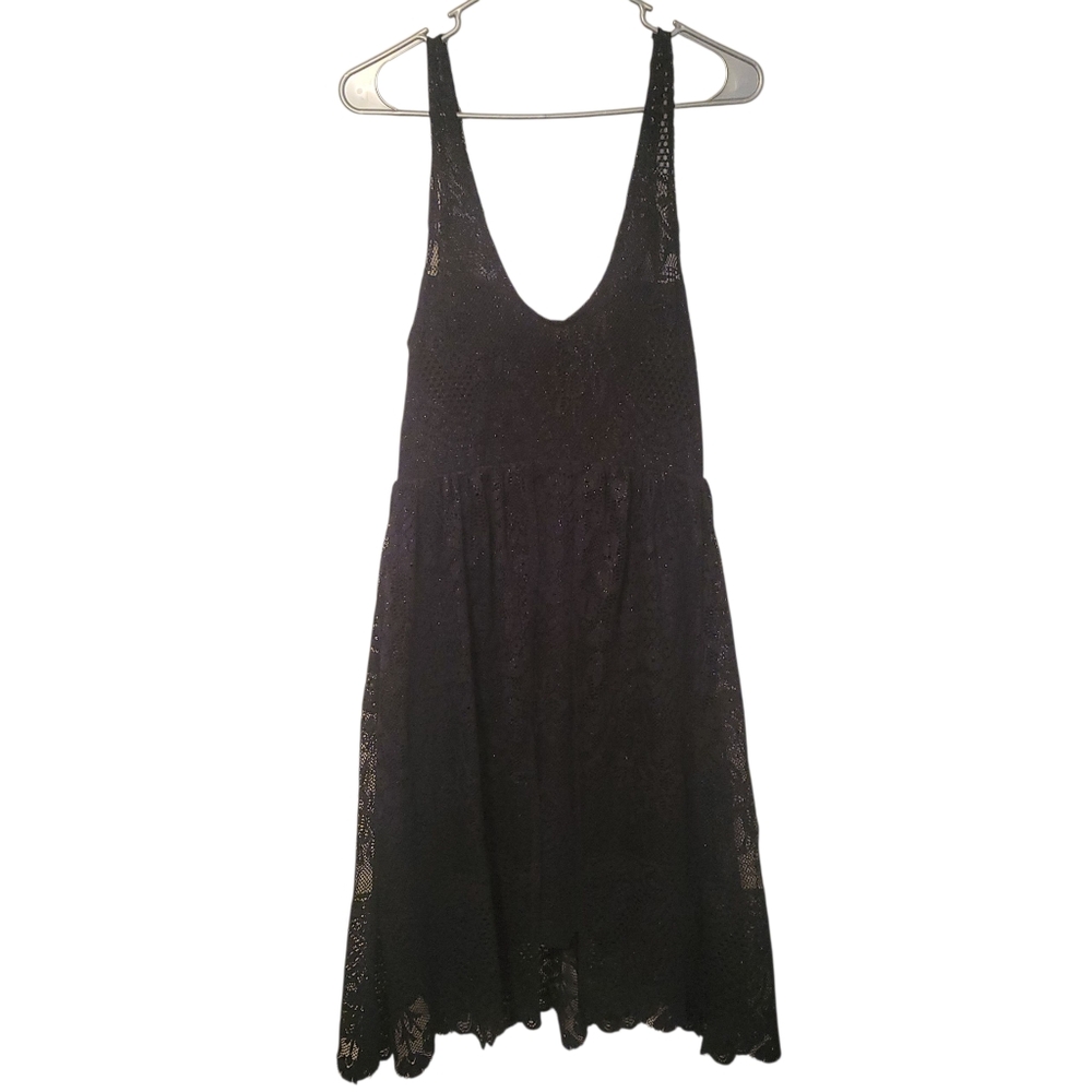 NWT Free People Kristal Salinas Foil Gold Black Lace Festival Dress, Size 6 - Picture 4 of 8